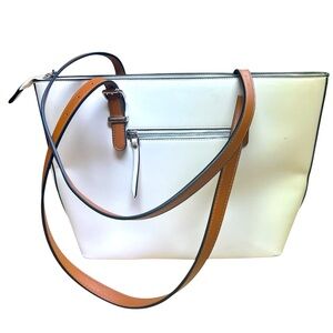 Westbronco women’s oversized shoulder purse NWOT creamy white and tan leather